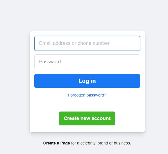 facebook login